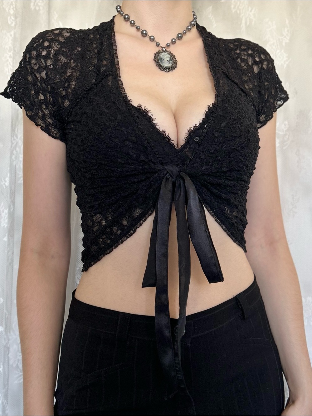 Whimsygoth Vamp Black Lace Shrug